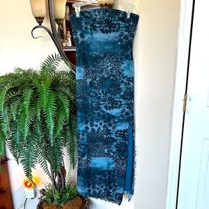 Brand New Urban Outfitters Strapless Mesh Midi Dress Tropical Floral Teal Slit